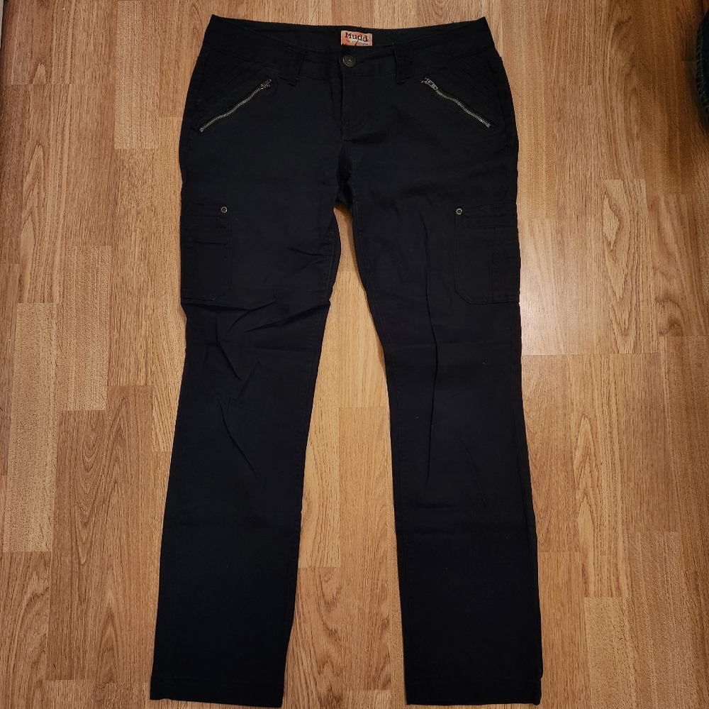 Mudd Cargo Stretch Skinny Straight Leg Khaki Pants Black 9